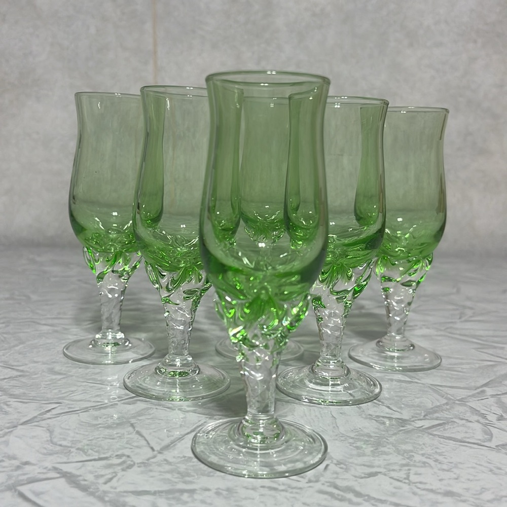 Set of 6 Handblown glass cordial aperitif glasses mcm